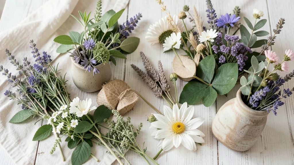 Natural herbal supplement capsules and botanical elements