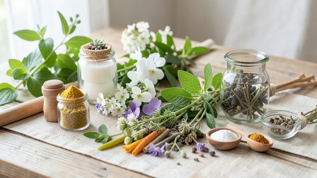 Vibrant leafy greens and fresh ingredients for internal detoxification